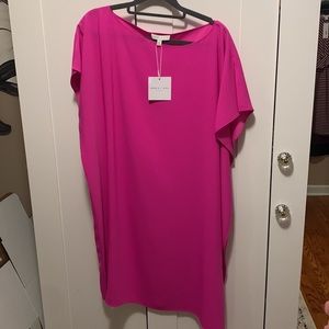 Anna Cate Side Ruffle Hot Pink Boxy Eva Dress Lrg